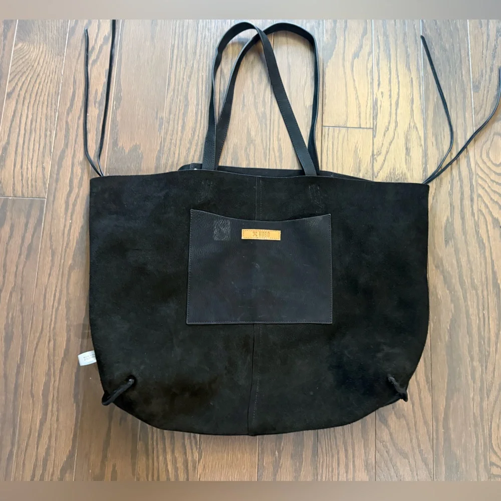 Hobo International Journey Black Nubuck X-Large Tote Bag Gold Nailheads